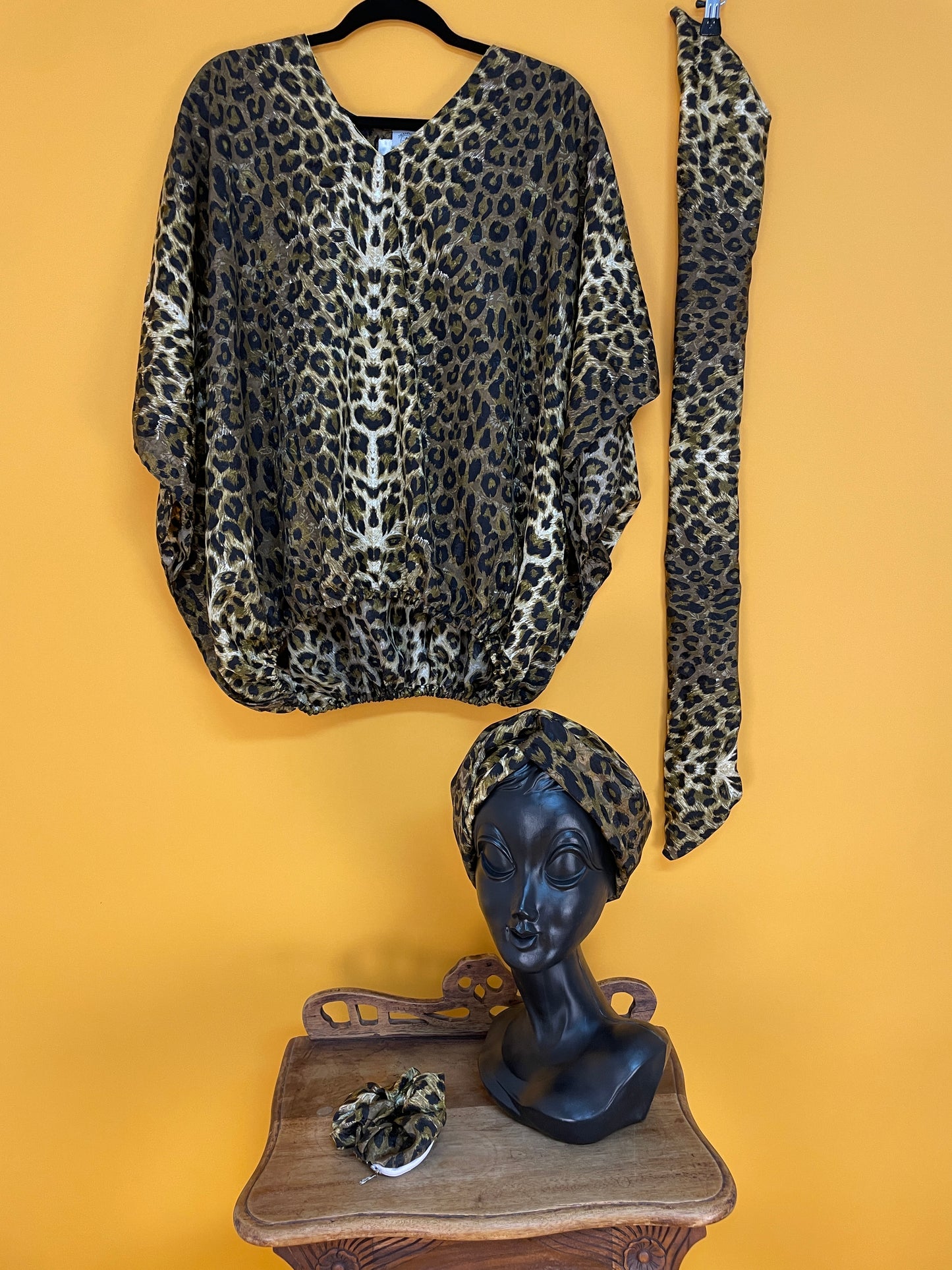 Vierteiliges Vintage-Turban-Set "LeoLove"