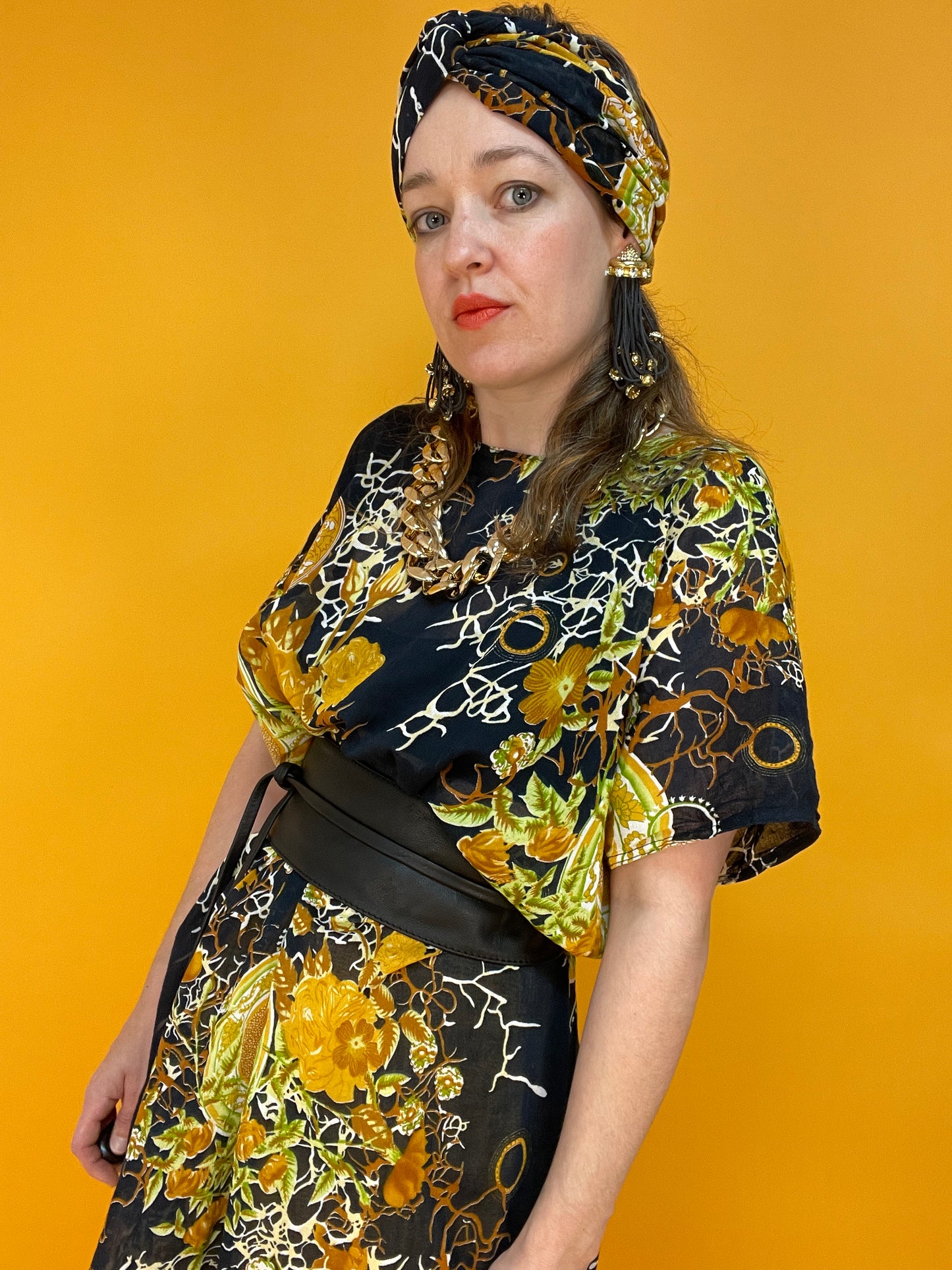 Dreiteiliges Vintage-Turban-Set "Dark and Dreamy"