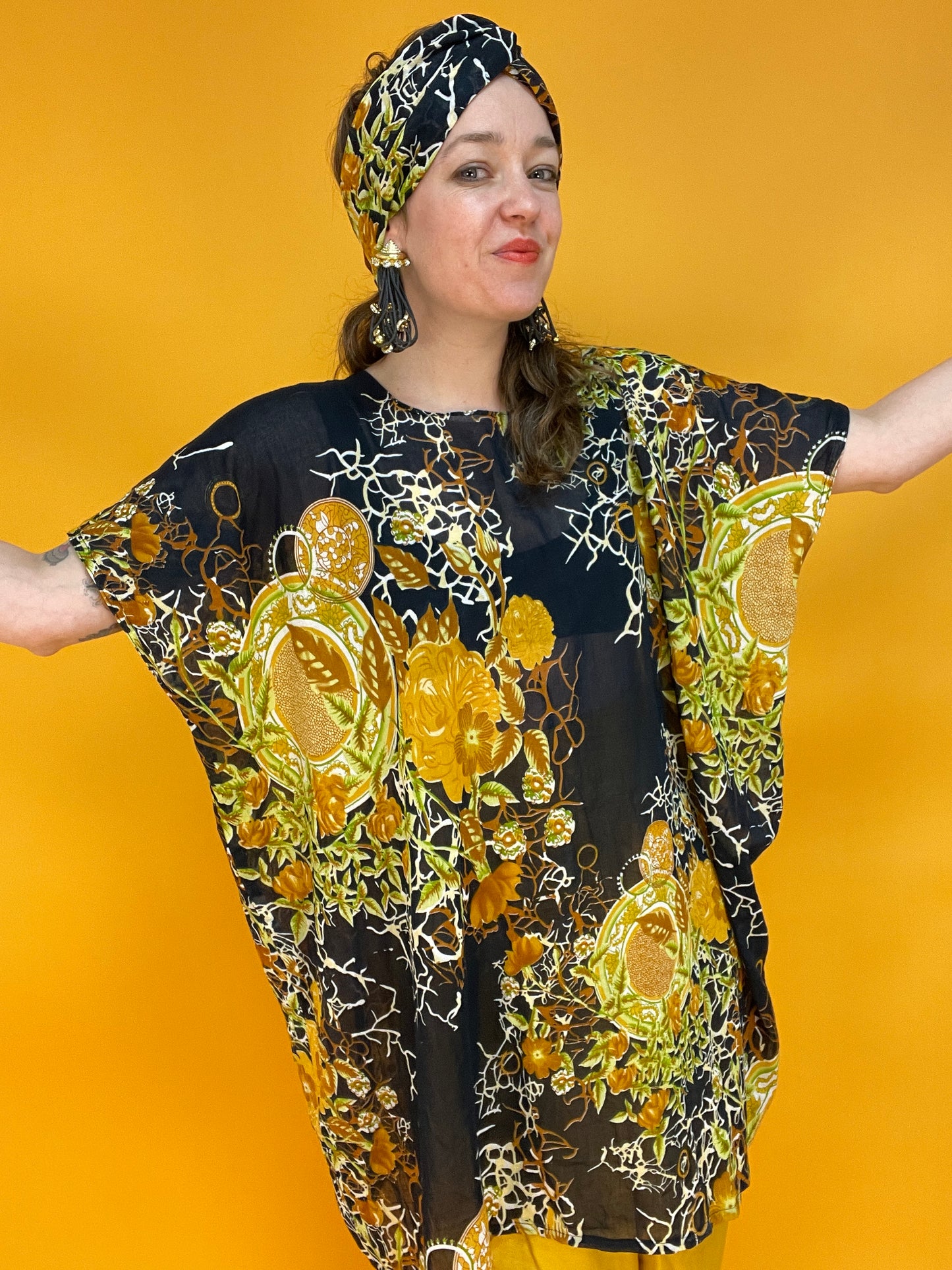 Dreiteiliges Vintage-Turban-Set "Dark and Dreamy"