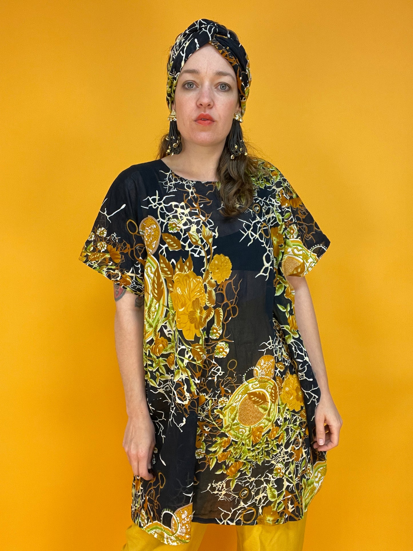 Dreiteiliges Vintage-Turban-Set "Dark and Dreamy"