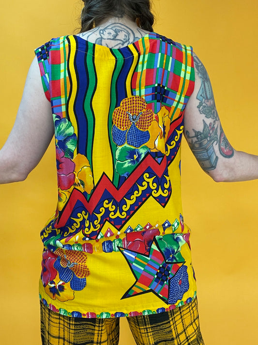 Ultrafunky Sommertop mit wildem Print und Perlenbestickung