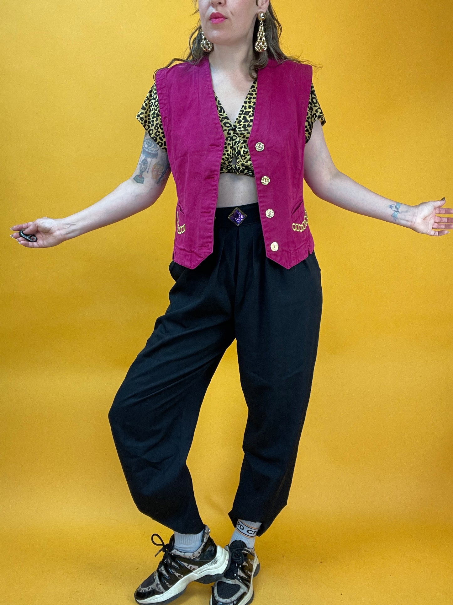 Fesche Denimweste in knalligem Pink