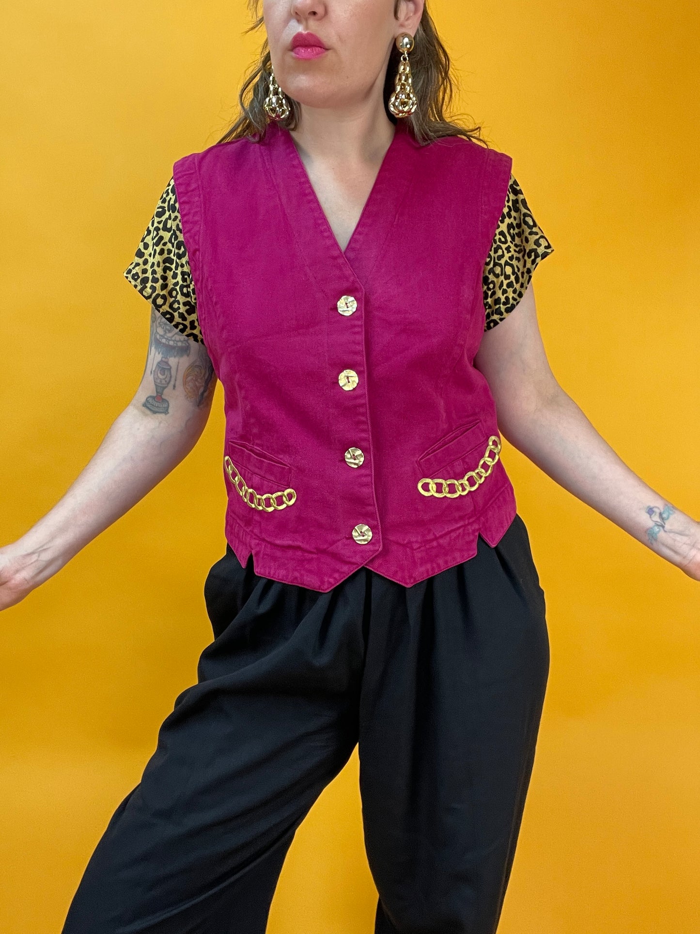 Fesche Denimweste in knalligem Pink