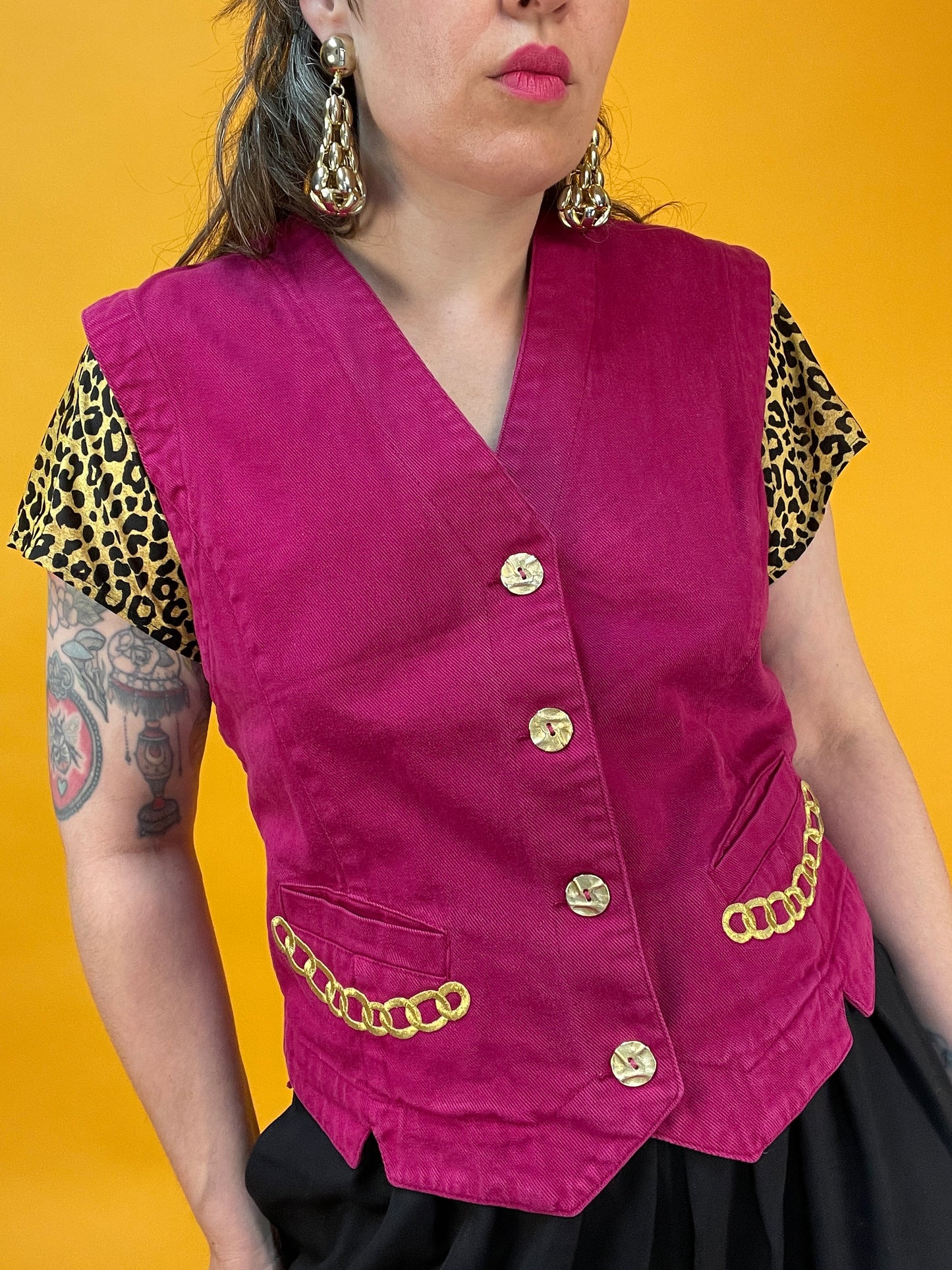 Fesche Denimweste in knalligem Pink