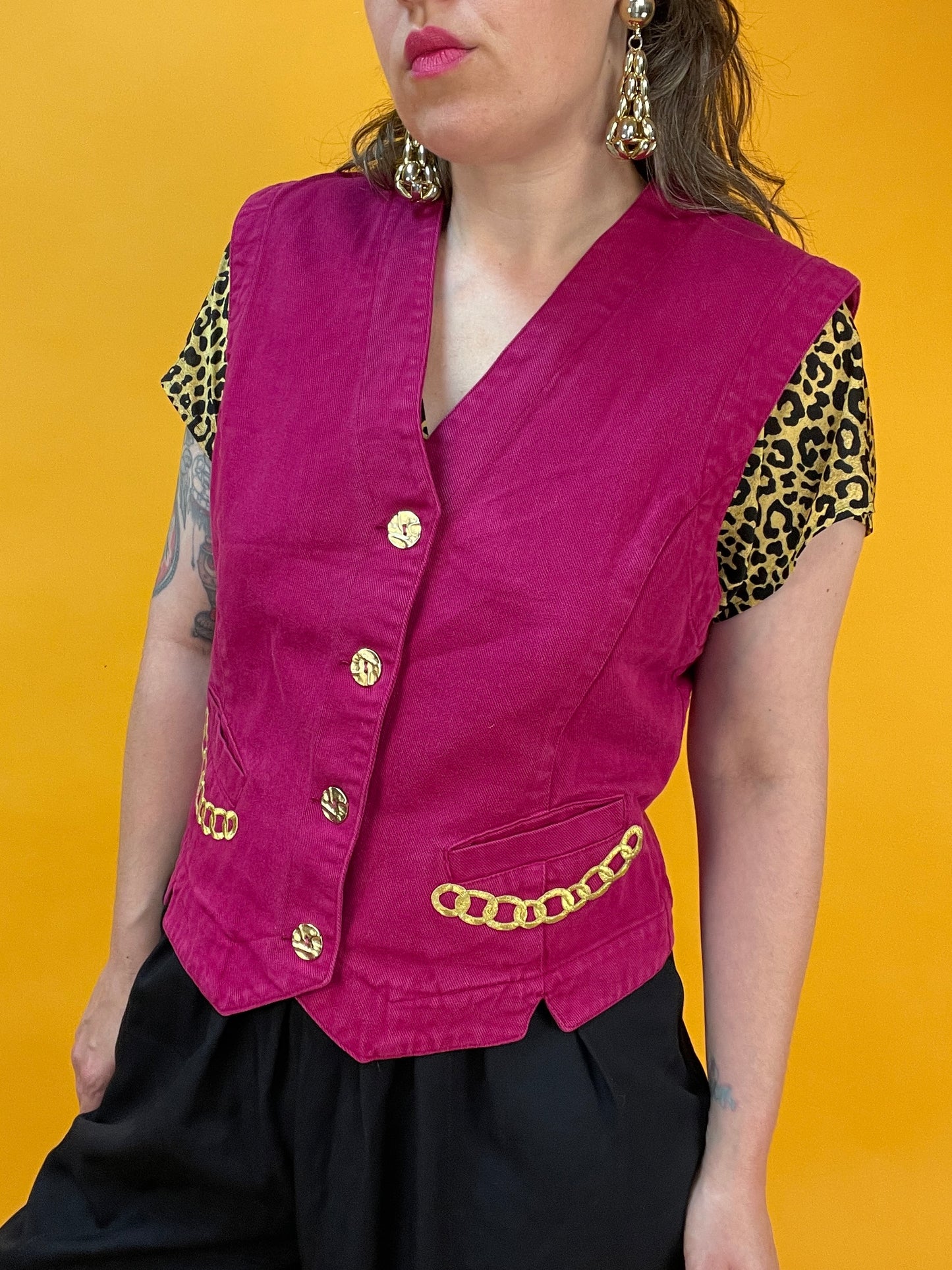 Fesche Denimweste in knalligem Pink