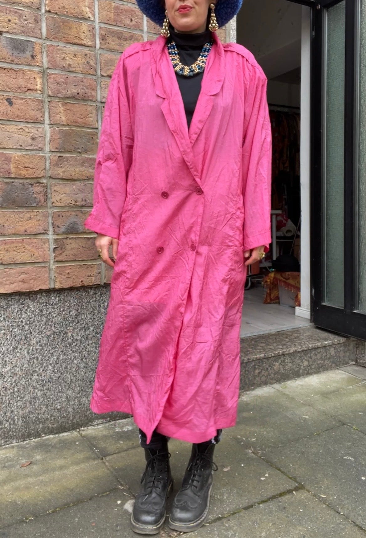 Pinker Ballonseidenmantel