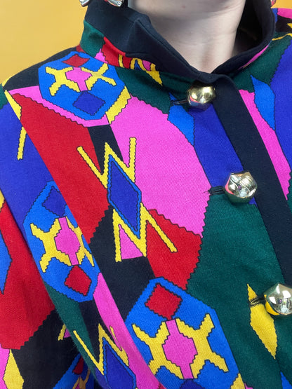 Superfunky Wollblazerjacke mit poppigem Geomuster