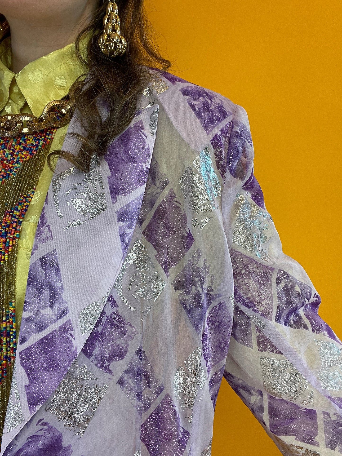 Glamouröse leicht transparente Blazerjacke mit Lurexprint