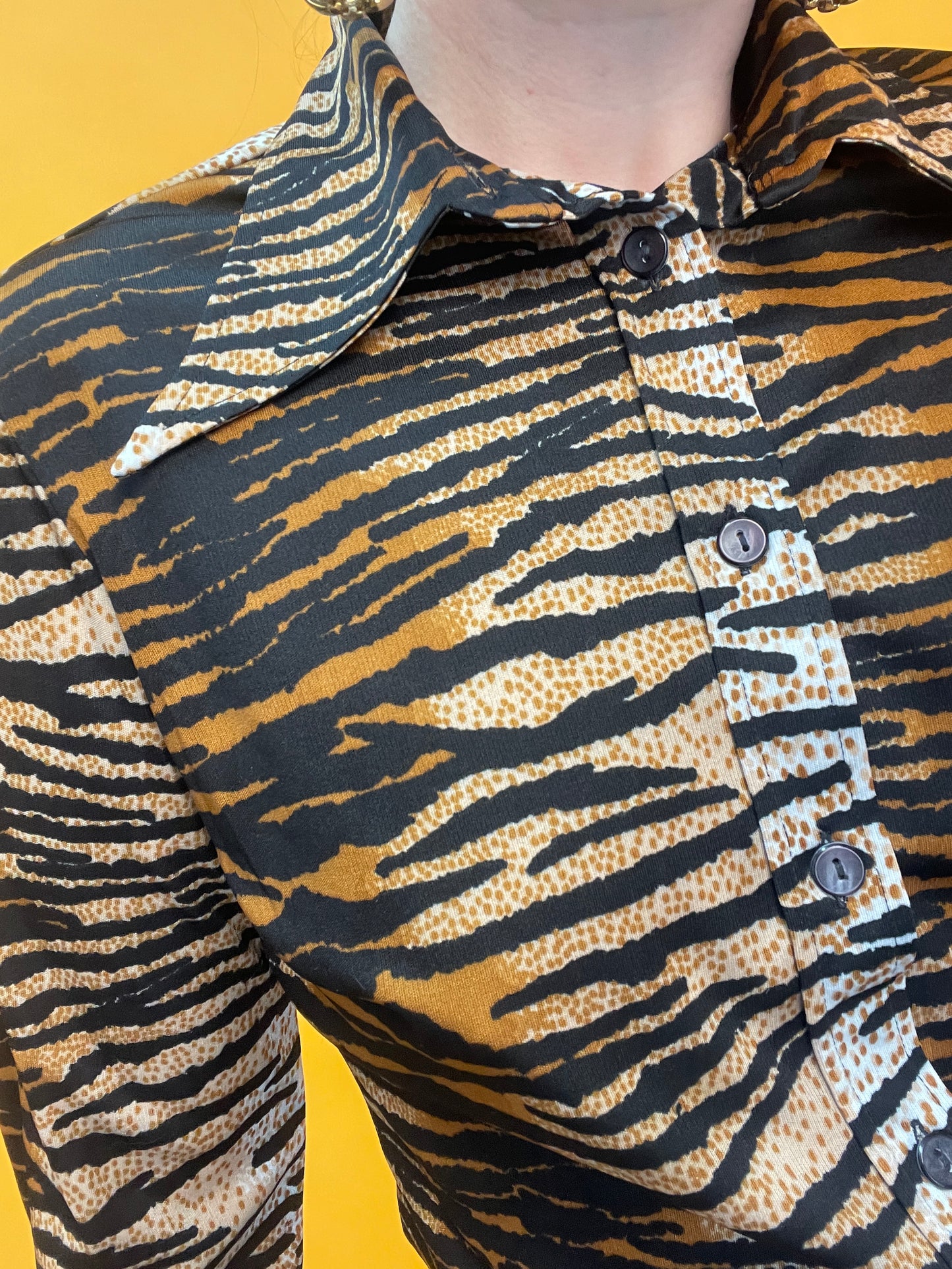 70s Bluse mit Tigerprint