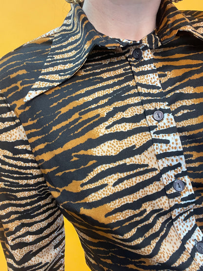 70s Bluse mit Tigerprint