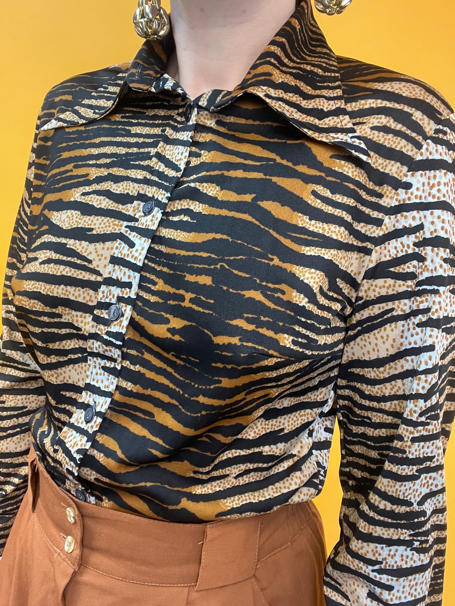 70s Bluse mit Tigerprint