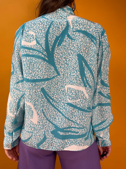 80s Powerbluse mit extraweiten Faltenärmeln