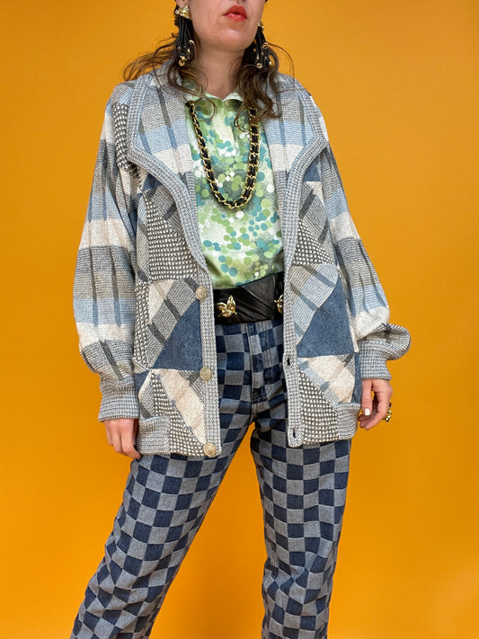 Coole 80s/90s Patchwork Cardiganjacke