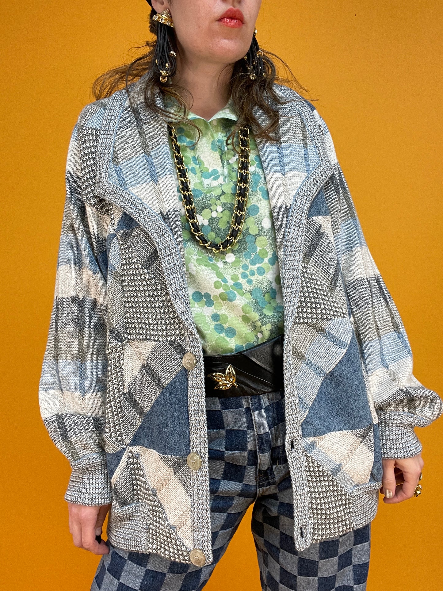 Coole 80s/90s Patchwork Cardiganjacke