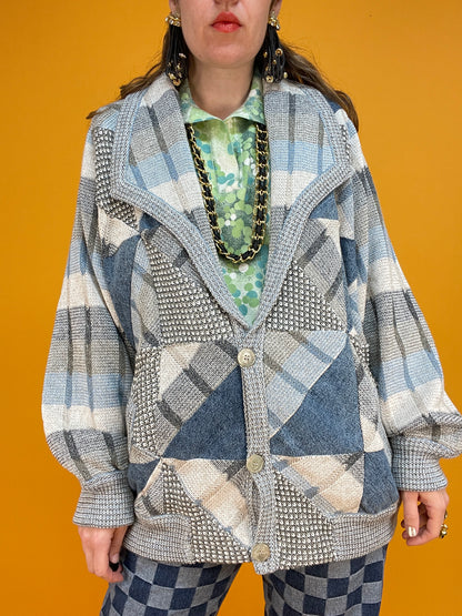 Coole 80s/90s Patchwork Cardiganjacke