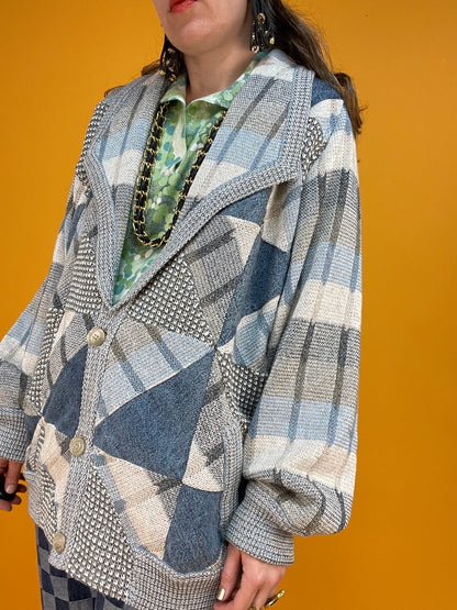 Coole 80s/90s Patchwork Cardiganjacke