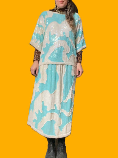 Ella Singh Zweiteiler aus Pailletten und Perlen