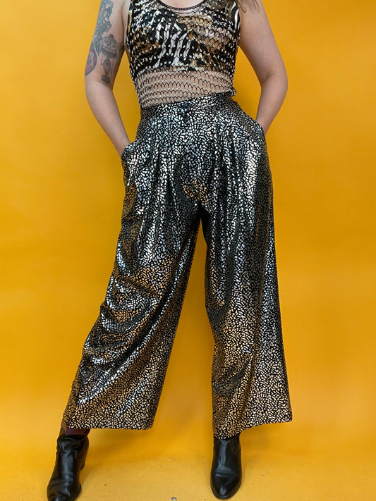 Showstopper Discohose mit glänzendem silbernem Print