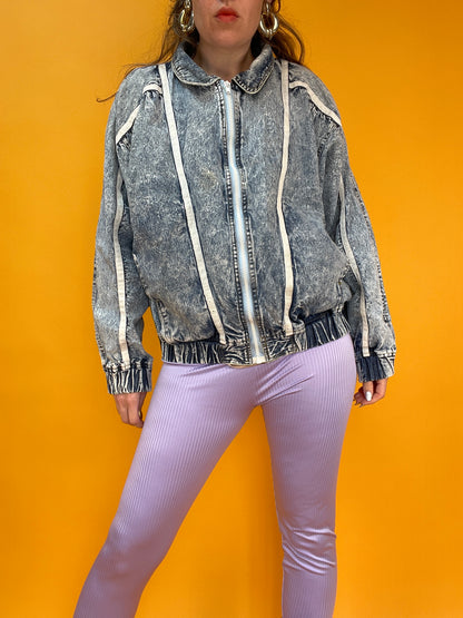 Dünne 80s Acid Washed Sommerjacke