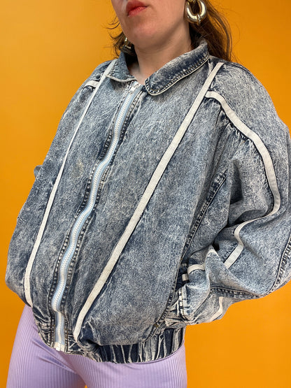 Dünne 80s Acid Washed Sommerjacke