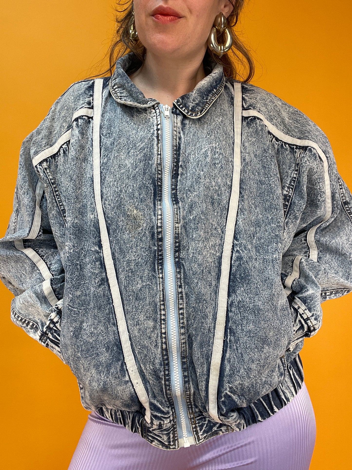 Dünne 80s Acid Washed Sommerjacke