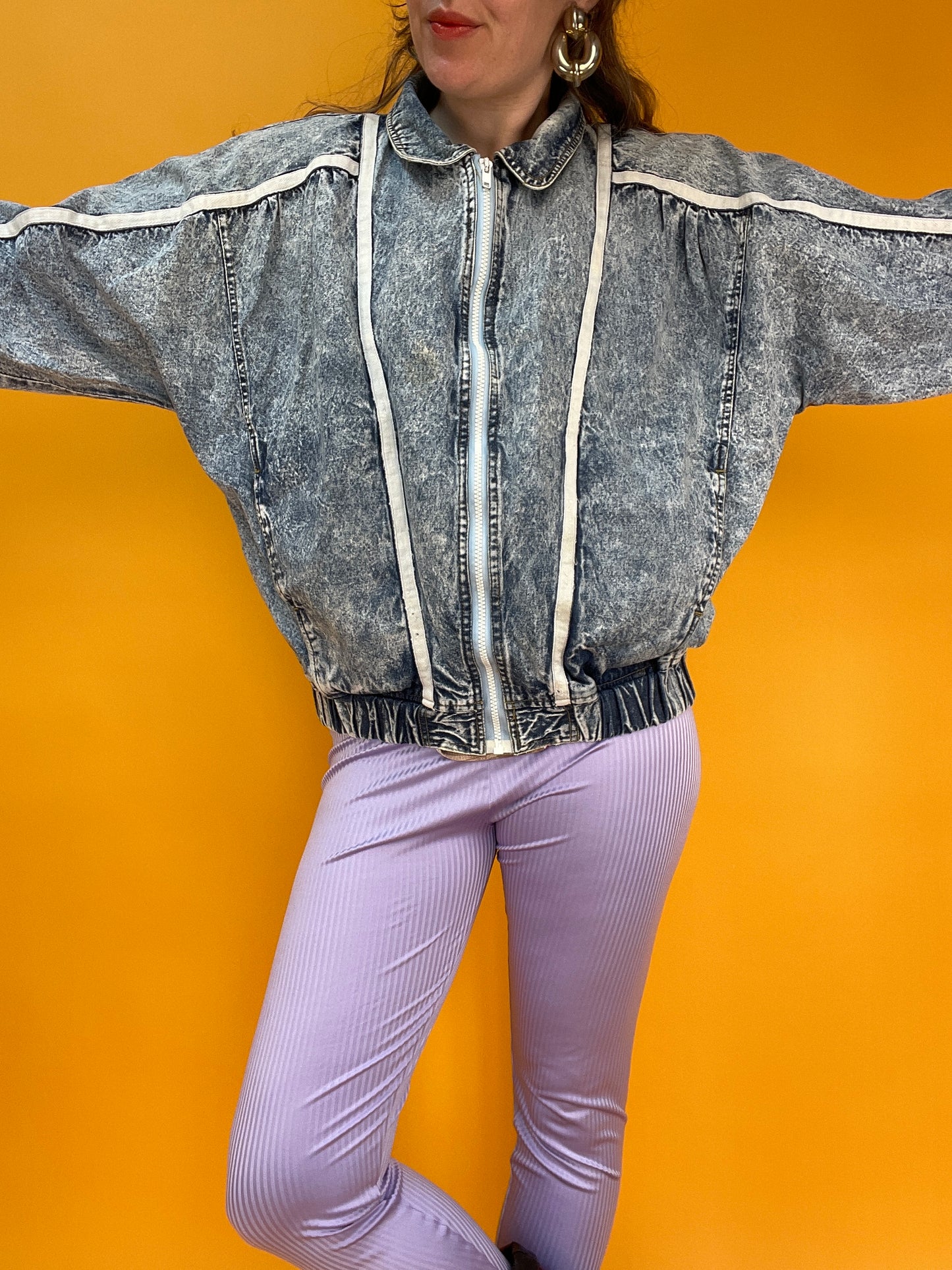 Dünne 80s Acid Washed Sommerjacke