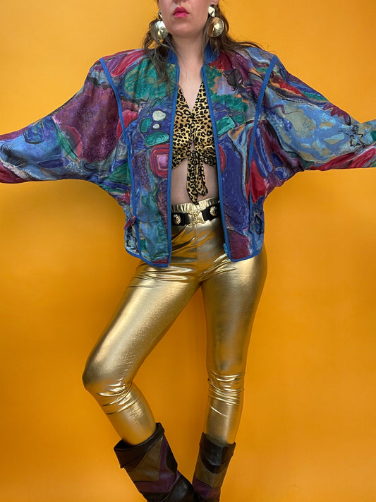 Coole 80s/90s Sommerjacke mit artsy Print und tollen Details