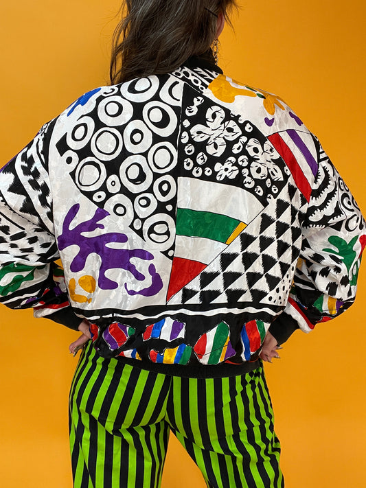 Megacoole Sommerblousonjacke mit maximalistischem 80s/90s Powerprint