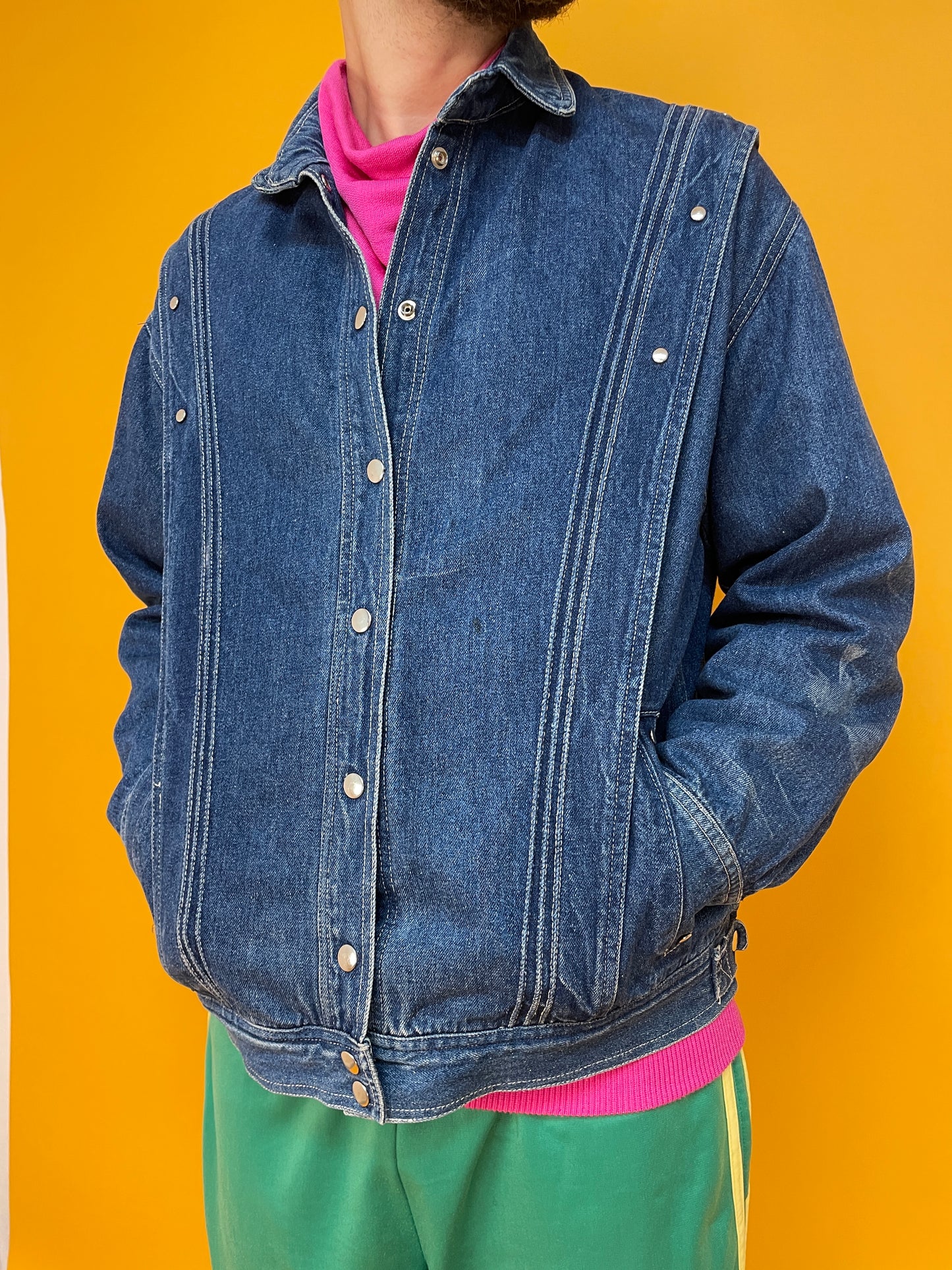 80s Jeansjacke mit Nietenbesatz