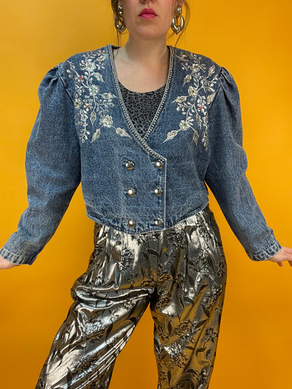 Rattenscharfe 80s Denim Jacke in Acid Washed Hellblau