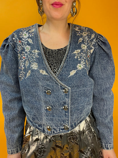 Rattenscharfe 80s Denim Jacke in Acid Washed Hellblau