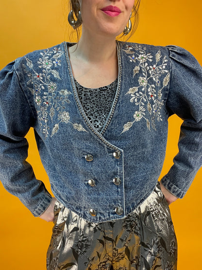 Rattenscharfe 80s Denim Jacke in Acid Washed Hellblau