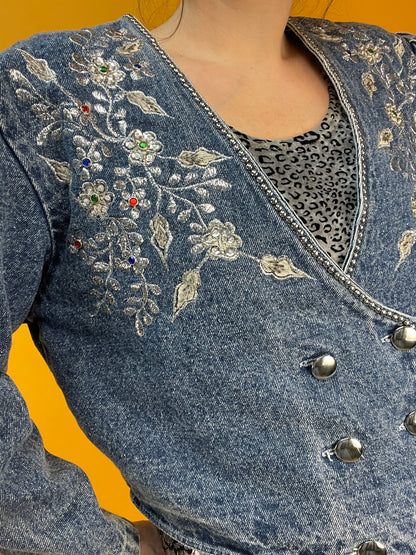 Rattenscharfe 80s Denim Jacke in Acid Washed Hellblau