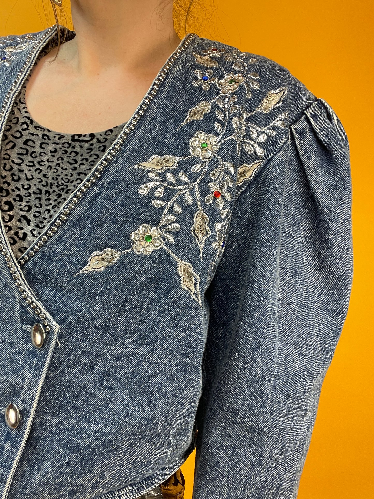 Rattenscharfe 80s Denim Jacke in Acid Washed Hellblau