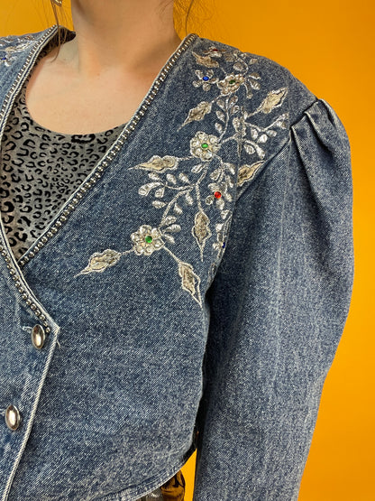 Rattenscharfe 80s Denim Jacke in Acid Washed Hellblau