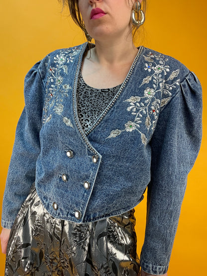 Rattenscharfe 80s Denim Jacke in Acid Washed Hellblau