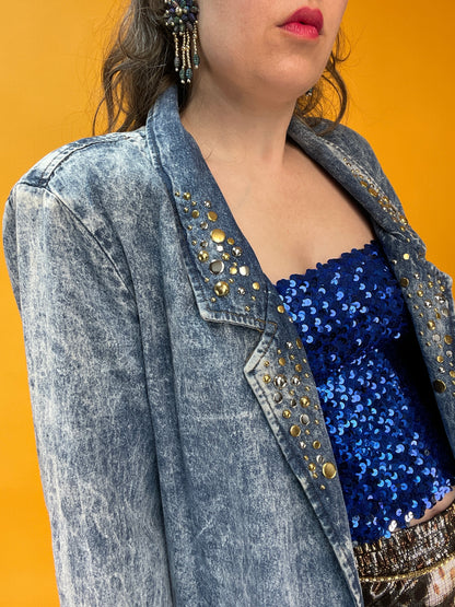 Superfancy 80s/90s Denimblazer mit Nietenkragen