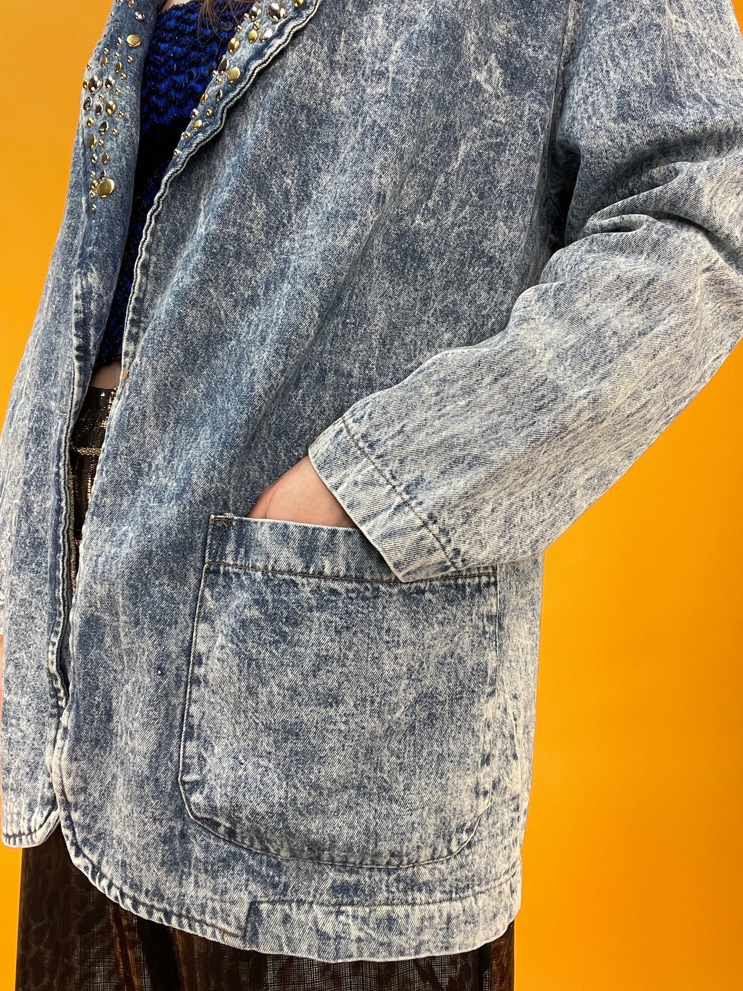 Superfancy 80s/90s Denimblazer mit Nietenkragen