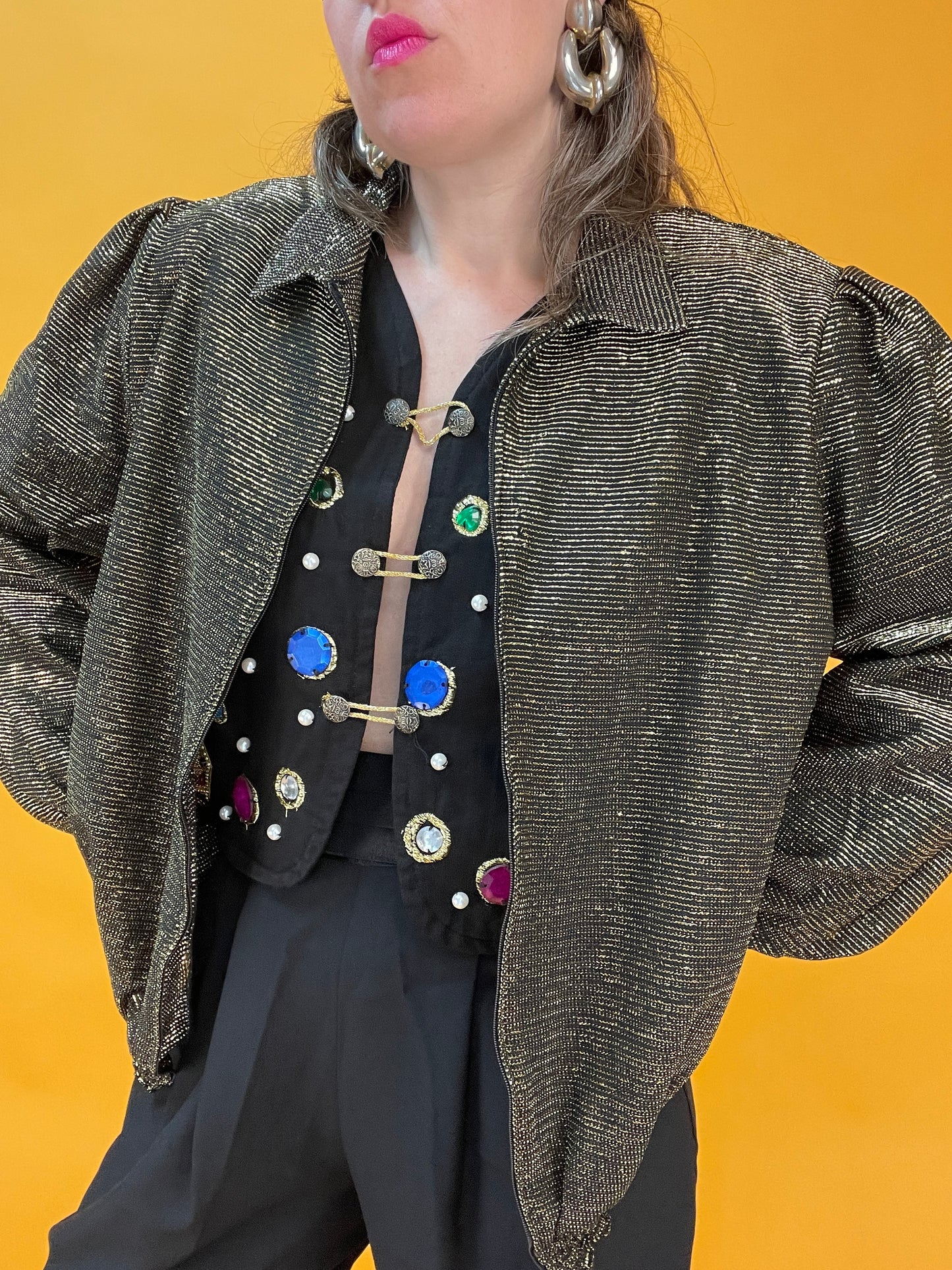 Goldglitzernder 80s/90s Lurexblouson