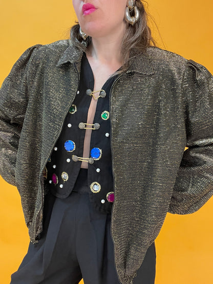 Goldglitzernder 80s/90s Lurexblouson