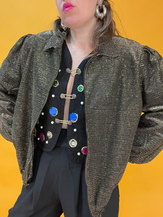 Goldglitzernder 80s/90s Lurexblouson