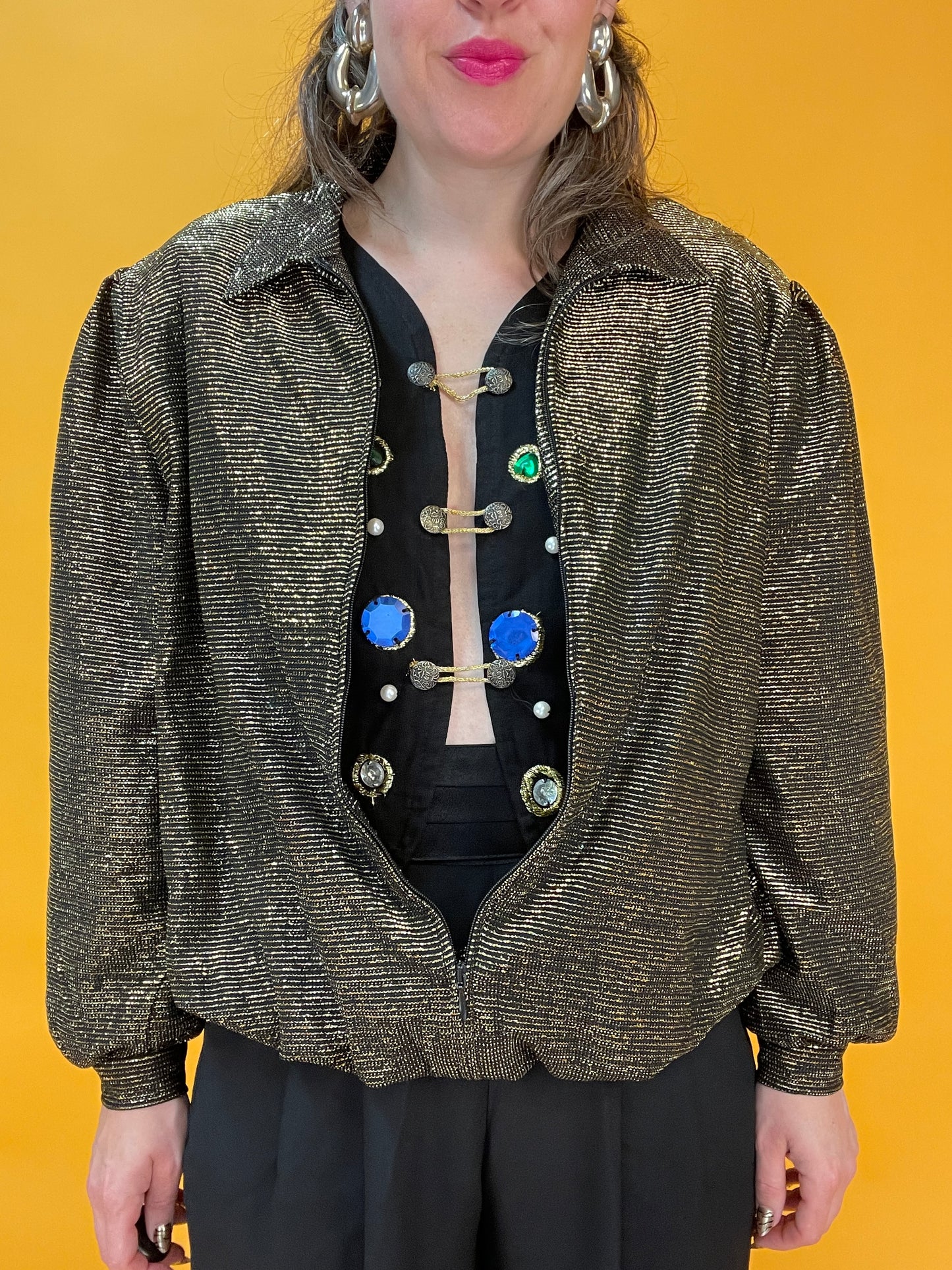 Goldglitzernder 80s/90s Lurexblouson