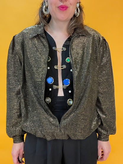 Goldglitzernder 80s/90s Lurexblouson