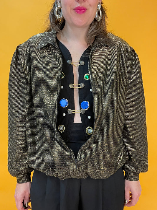 Goldglitzernder 80s/90s Lurexblouson