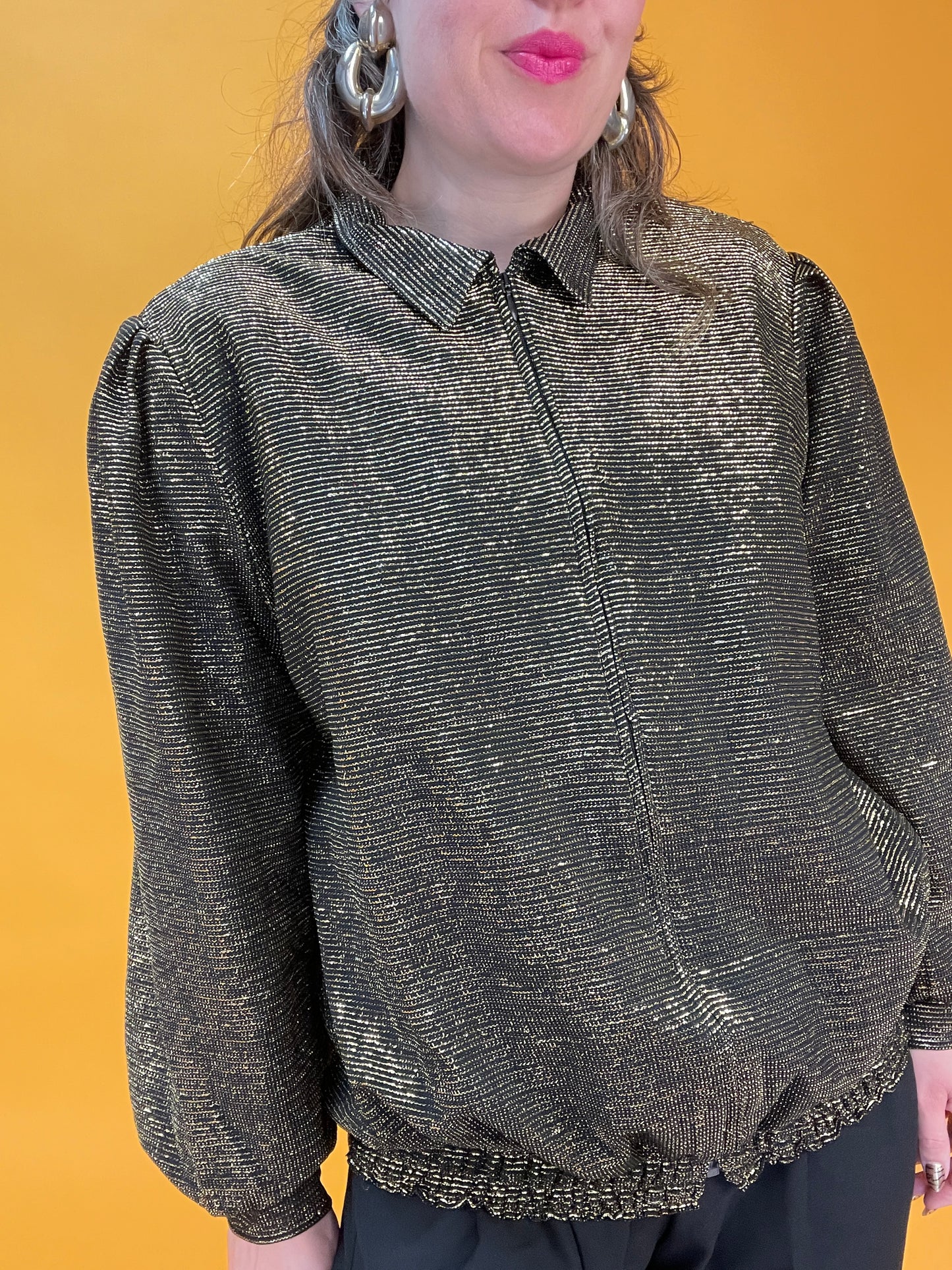 Goldglitzernder 80s/90s Lurexblouson