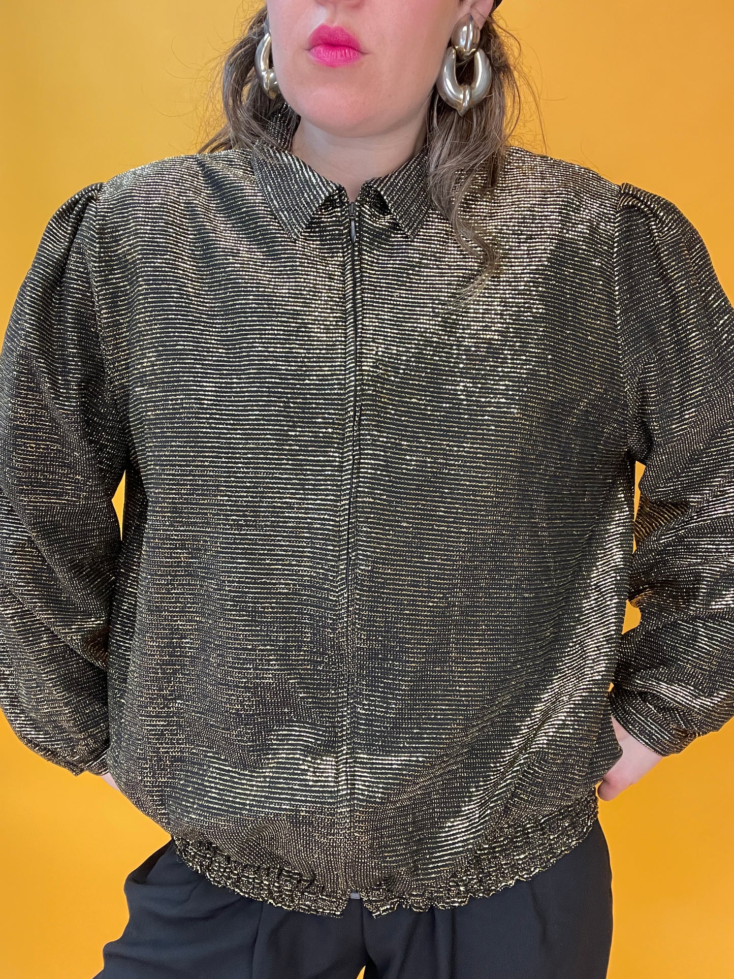 Goldglitzernder 80s/90s Lurexblouson
