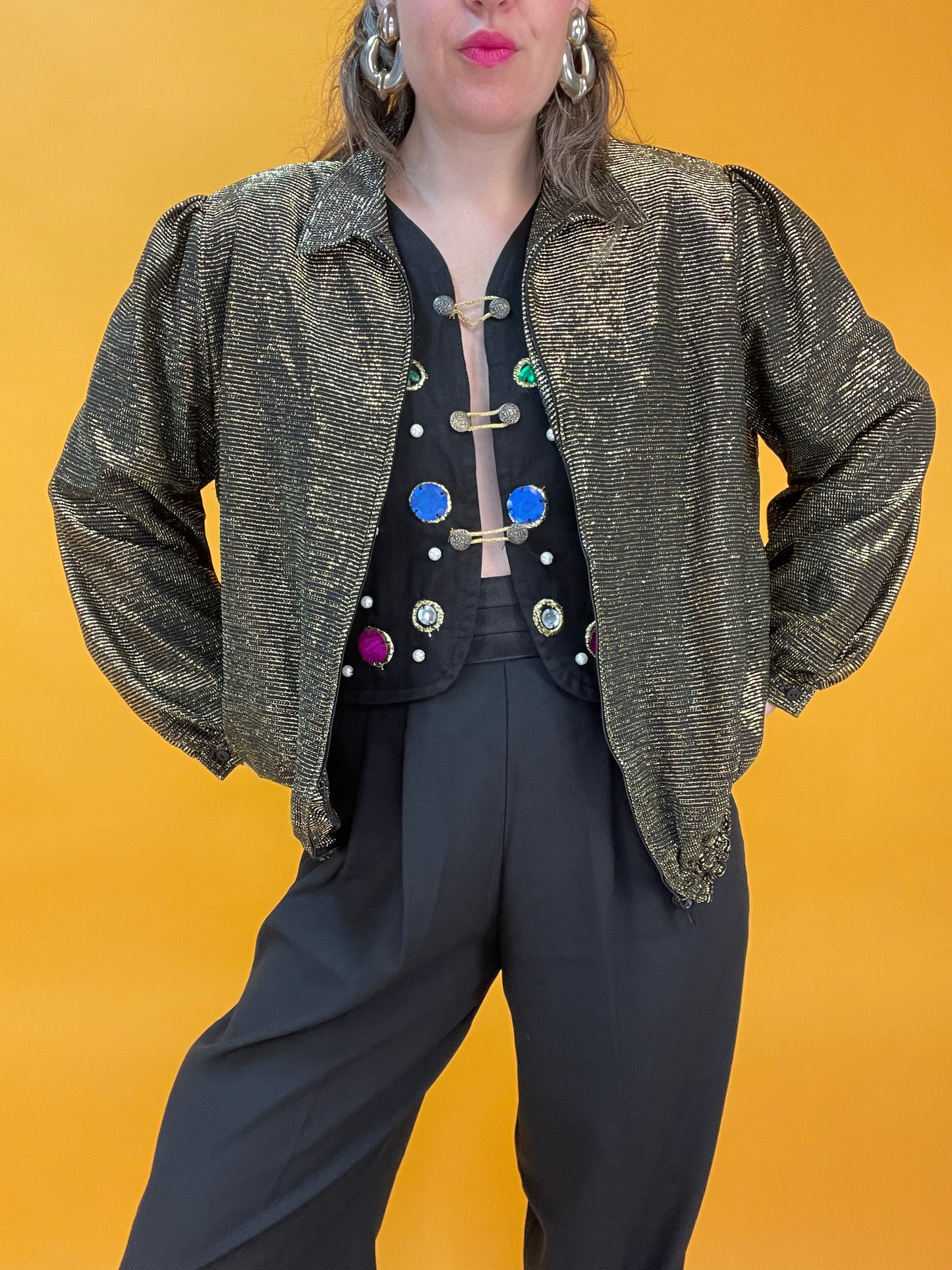 Goldglitzernder 80s/90s Lurexblouson