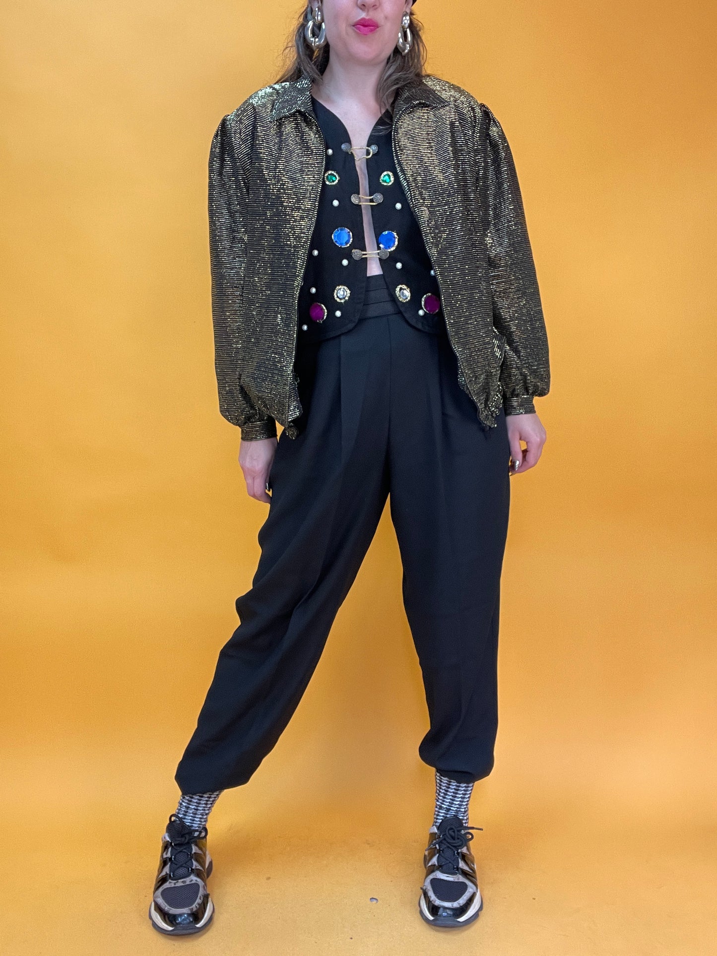 Goldglitzernder 80s/90s Lurexblouson