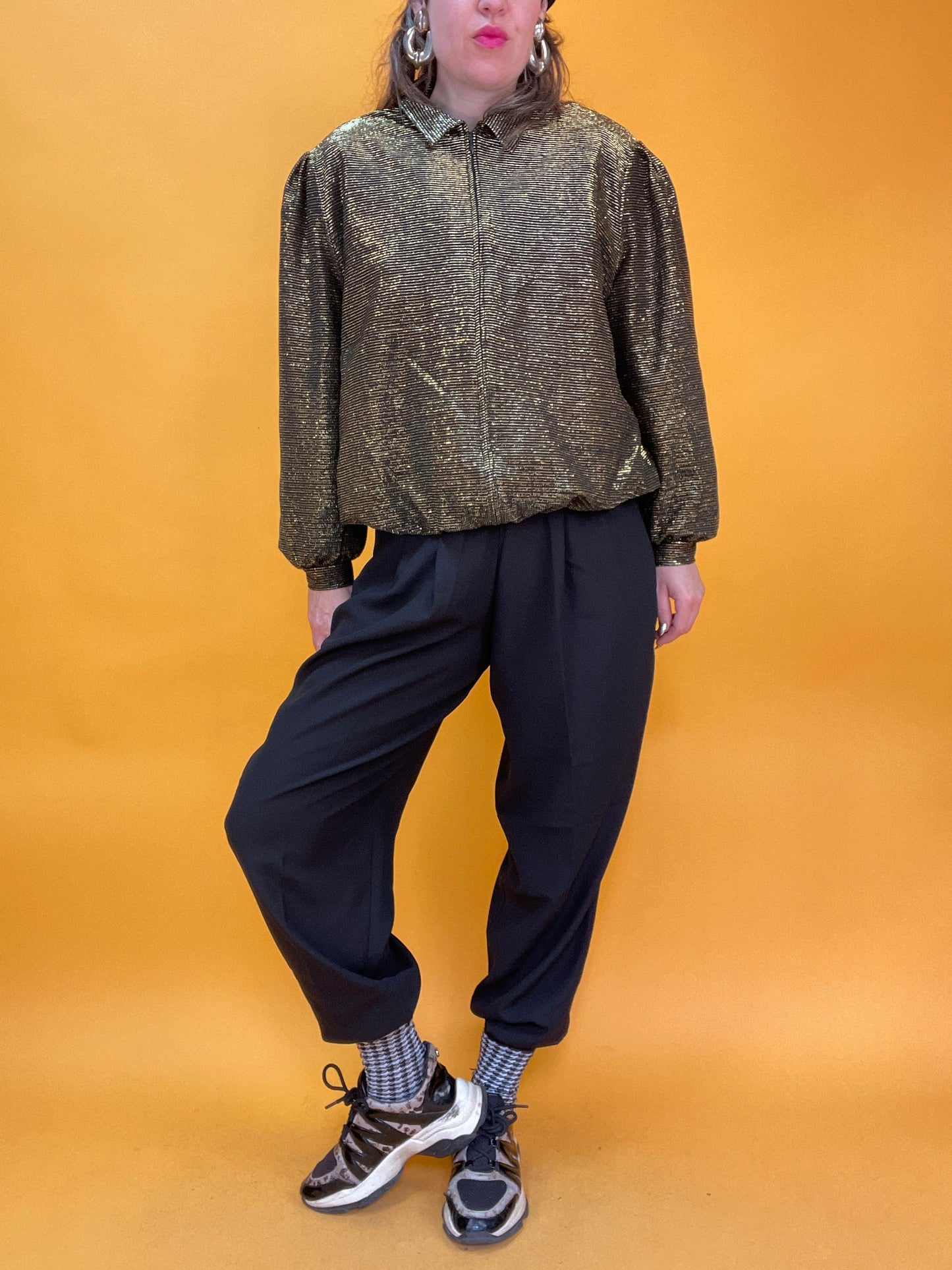Goldglitzernder 80s/90s Lurexblouson