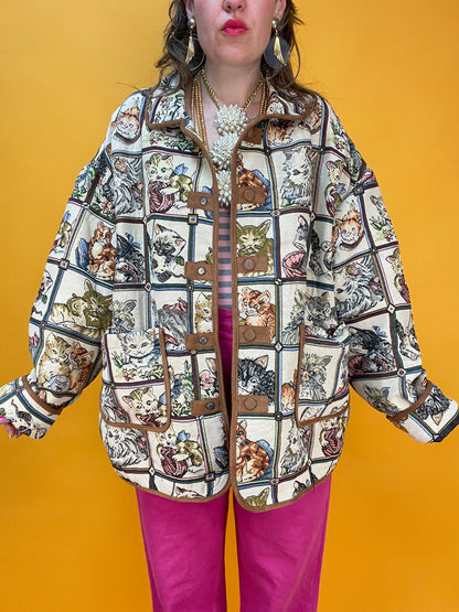 Kitschige Multimotiv-Gobelinjacke für crazy Catlovers